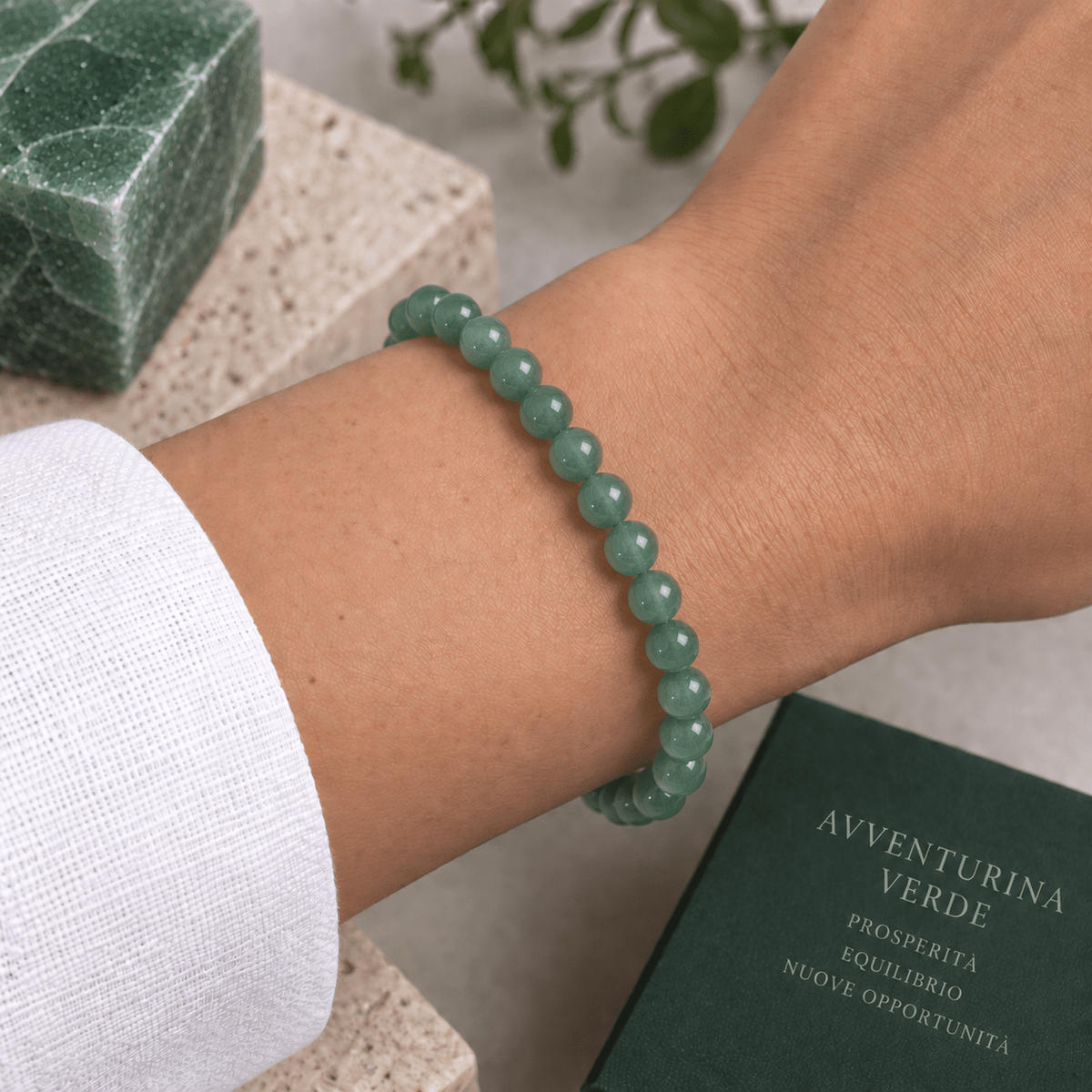 BRACCIALE IN AVVENTURINA VERDE - Fortuna e crescita - Clorophilla Shop