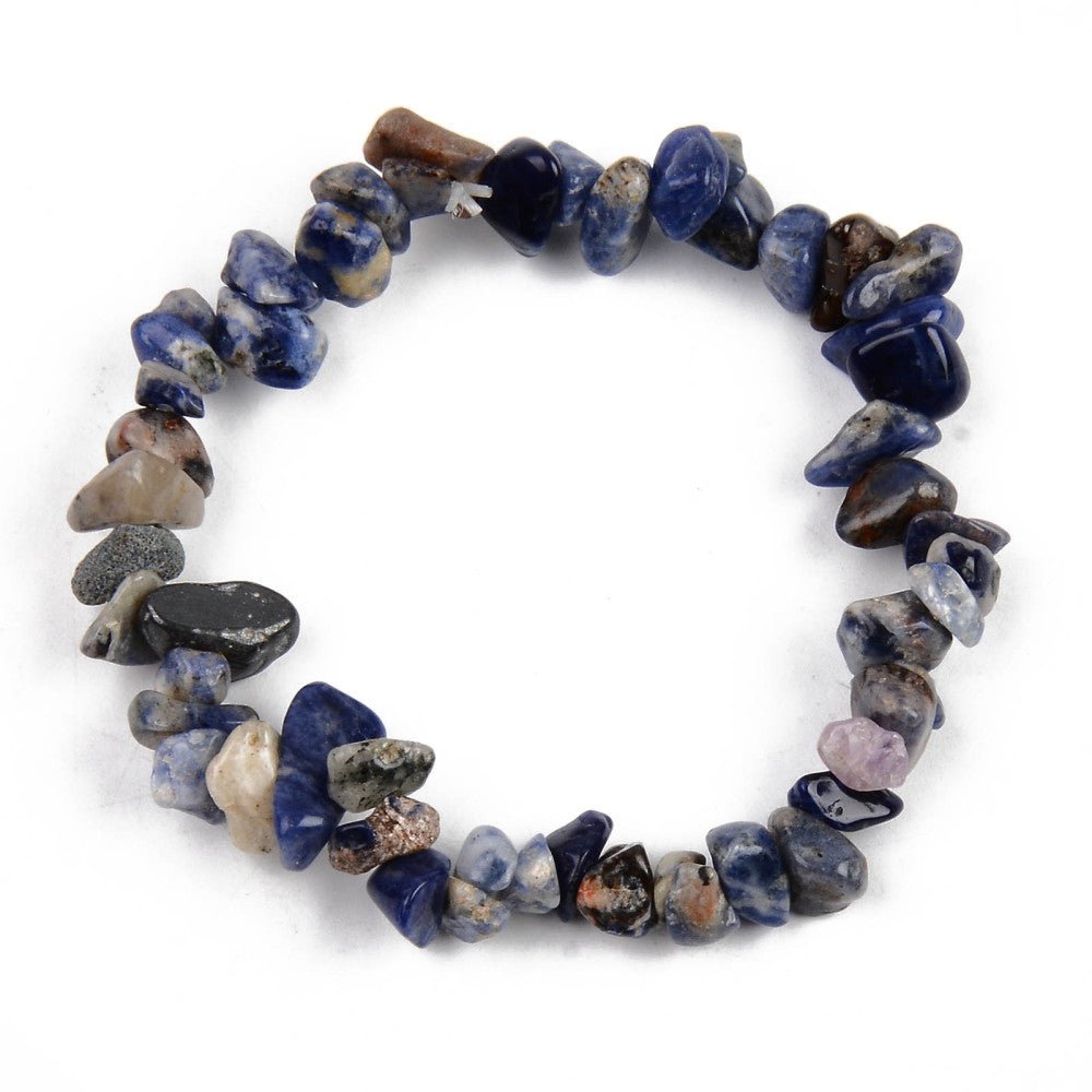 Bracciale in chips di Sodalite - Chiarezza mentale, equilibrio emotivo e intuizione - Clorophilla Shop