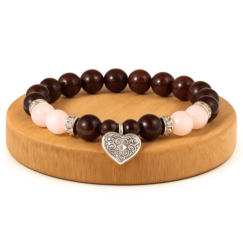 BRACCIALE IN GRANATO E QUARZO ROSA - Ottimismo, speranza e amore - Clorophilla Shop