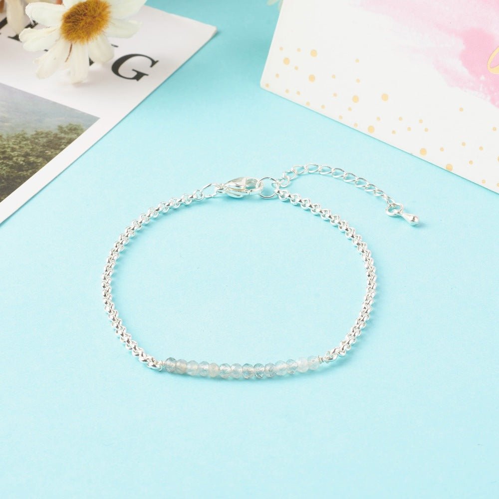 Bracciale in Labradorite Naturale Sfaccettata con Catena in Acciaio Inossidabile - Clorophilla Shop
