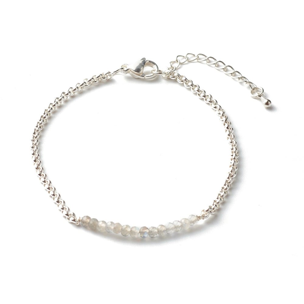 Bracciale in Labradorite Naturale Sfaccettata con Catena in Acciaio Inossidabile - Clorophilla Shop