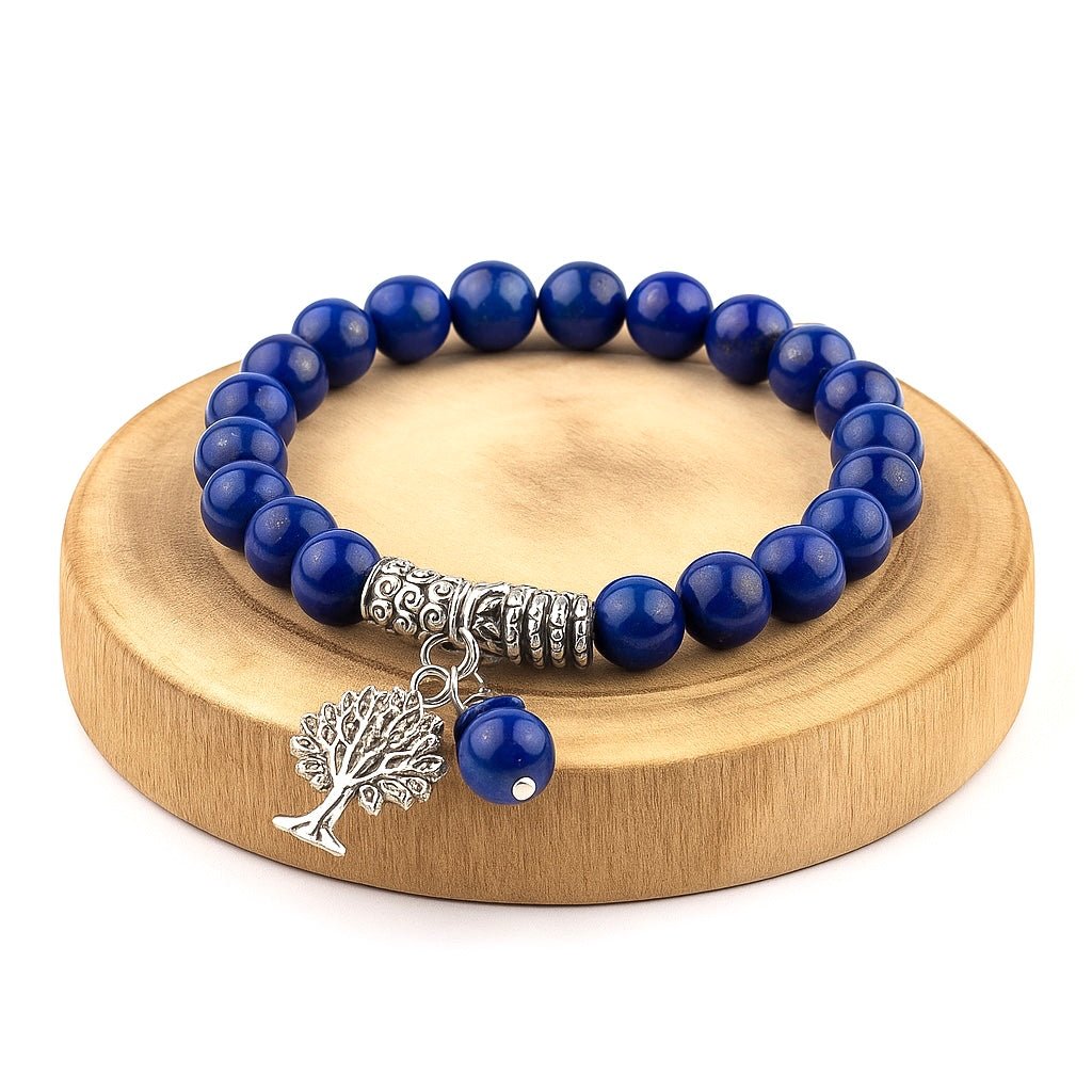 BRACCIALE IN LAPISLAZZULI CON ALBERO DELLA VITA - Saggezza e creatività - Clorophilla Shop