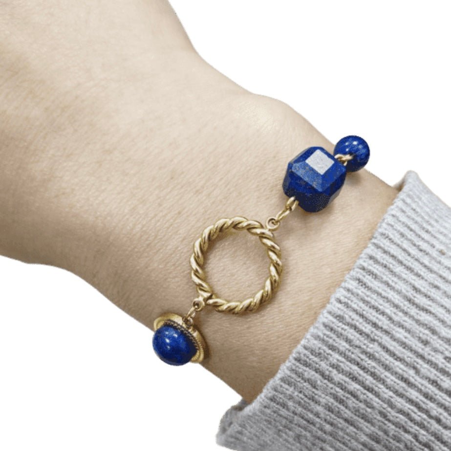 Bracciale in Lapislazzuli con perla d'acqua dolce - Acciaio inox - Clorophilla Shop