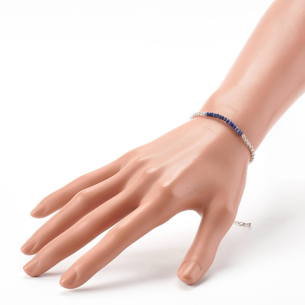Bracciale in Lapislazzuli Naturale Sfaccettato con Catena in Acciaio Inossidabile - Clorophilla Shop