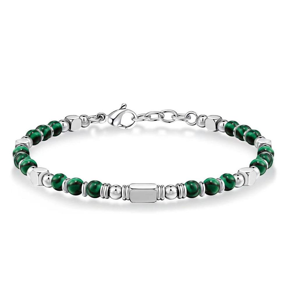 BRACCIALE IN MALACHITE E ACCIAIO INOX - Trasformazione e crescita personale - Clorophilla Shop