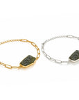 Bracciale in Moldavite Naturale in argento 925 regolabile - Confezione Regalo, garanzia - Clorophilla Shop