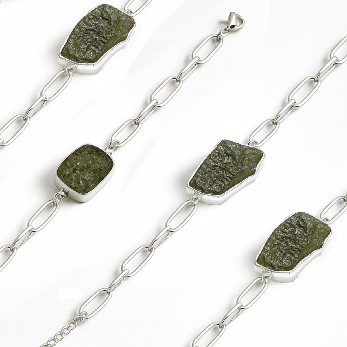Bracciale in Moldavite Naturale in argento 925 regolabile - Confezione Regalo, garanzia - Clorophilla Shop
