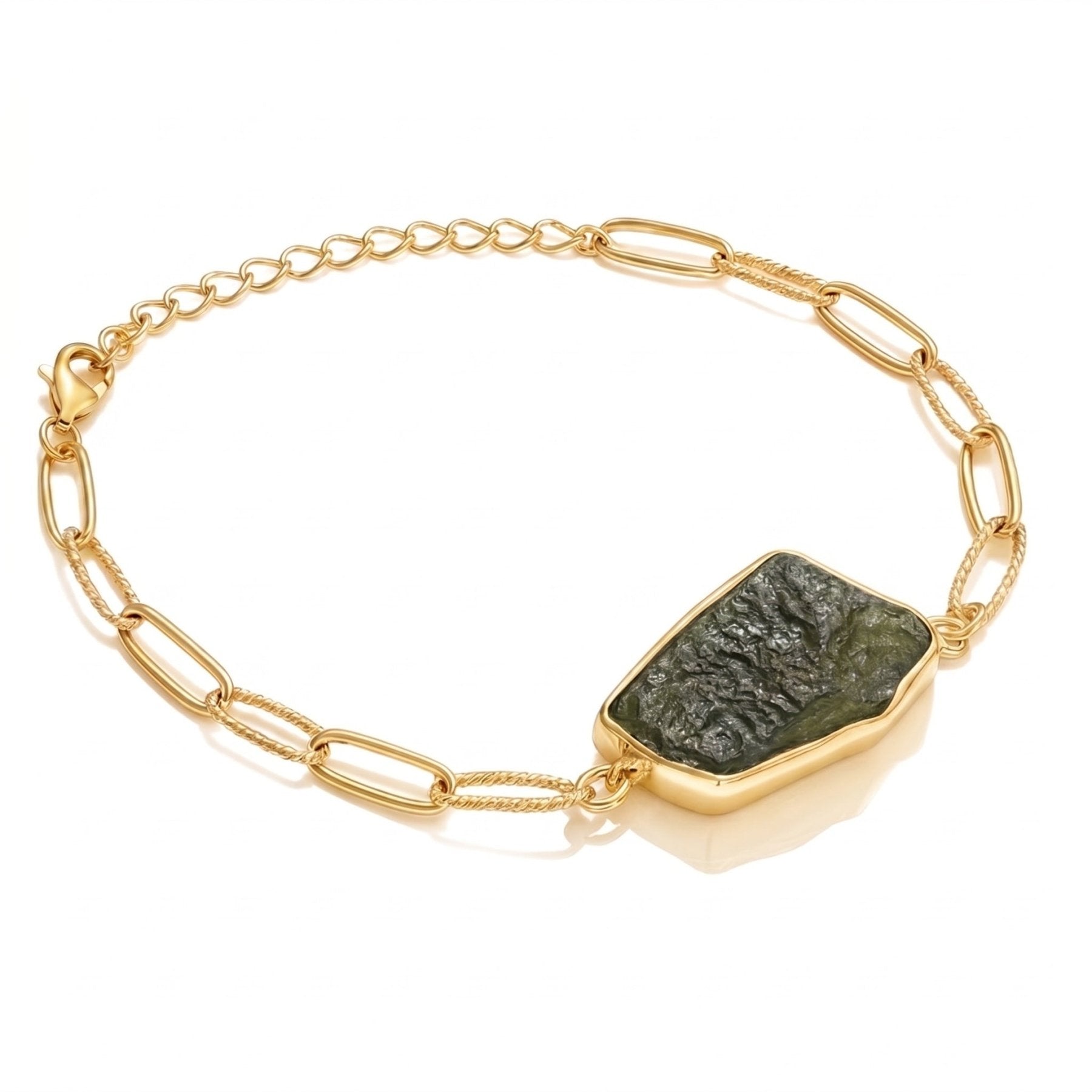 Bracciale in Moldavite Naturale in argento 925 regolabile - Confezione Regalo, garanzia - Clorophilla Shop