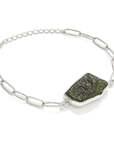 Bracciale in Moldavite Naturale in argento 925 regolabile - Confezione Regalo, garanzia - Clorophilla Shop