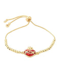 Bracciale in Ottone Sacro Cuore Placcato Oro con Zirconi Cubici – Maglia a Catena Box con Cuore Smaltato - Clorophilla Shop