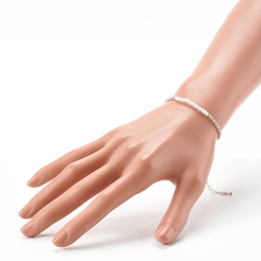 Bracciale in Pietra di Luna Naturale Sfaccettata con Catena in Acciaio Inossidabile - Clorophilla Shop