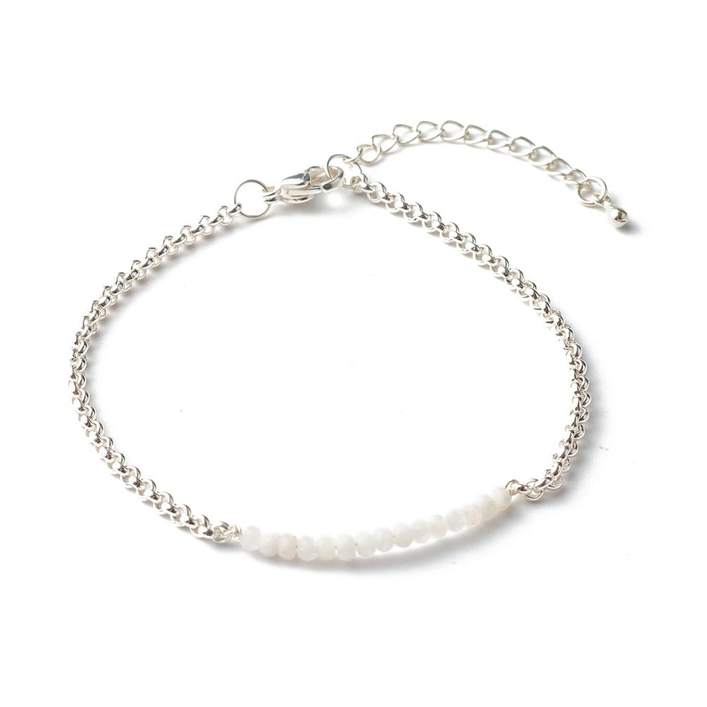 Bracciale in Pietra di Luna Naturale Sfaccettata con Catena in Acciaio Inossidabile - Clorophilla Shop