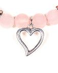 BRACCIALE IN QUARZO ROSA E QUARZO FRAGOLA CON CUORE - Calma e amore - Clorophilla Shop