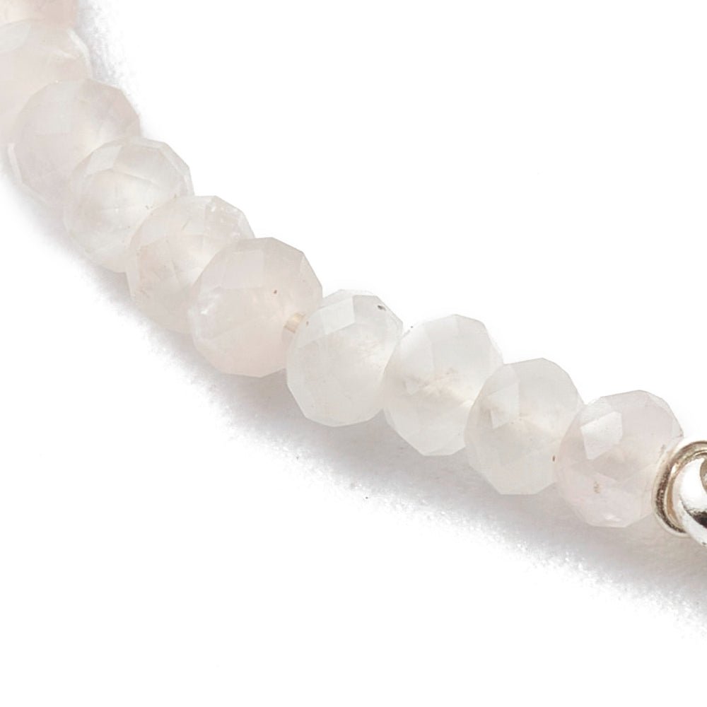 Bracciale in Quarzo Rosa Naturale Sfaccettato con Catena in Acciaio Inossidabile - Clorophilla Shop