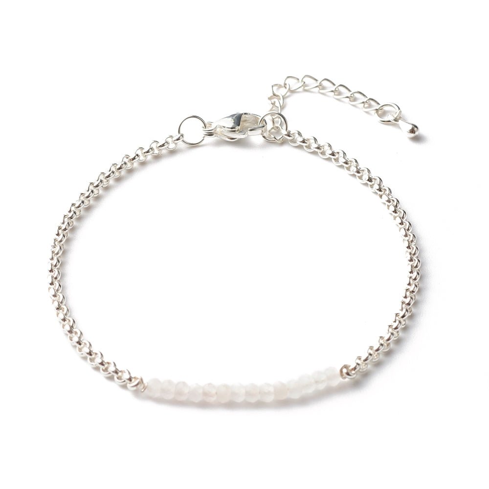 Bracciale in Quarzo Rosa Naturale Sfaccettato con Catena in Acciaio Inossidabile - Clorophilla Shop