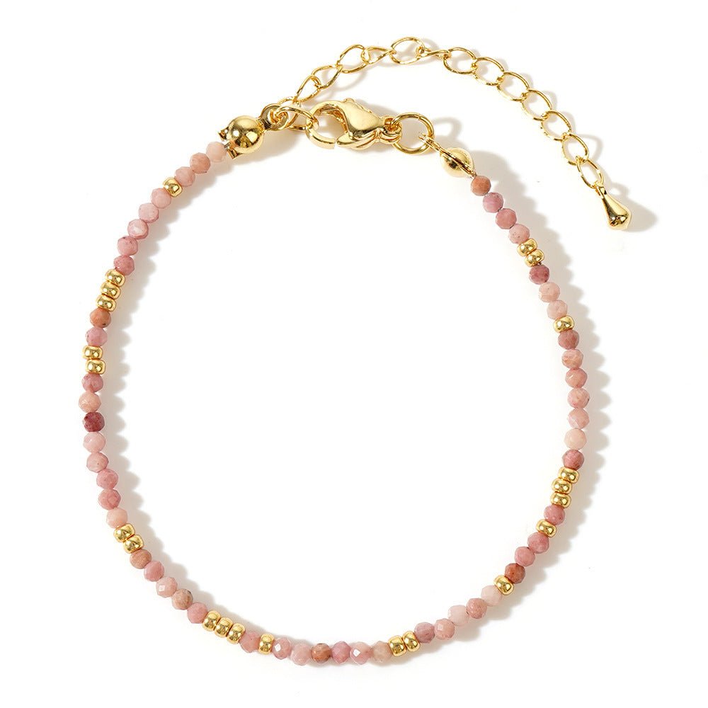 BRACCIALE IN RODOCROSITE e ottono placcato oro - Pietra del cuore - Clorophilla Shop