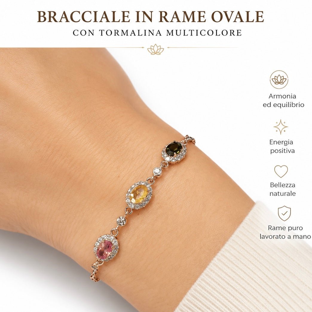 BRACCIALE IN TORMALINA MULTICOLORE - Equilibrio e benessere - Clorophilla Shop