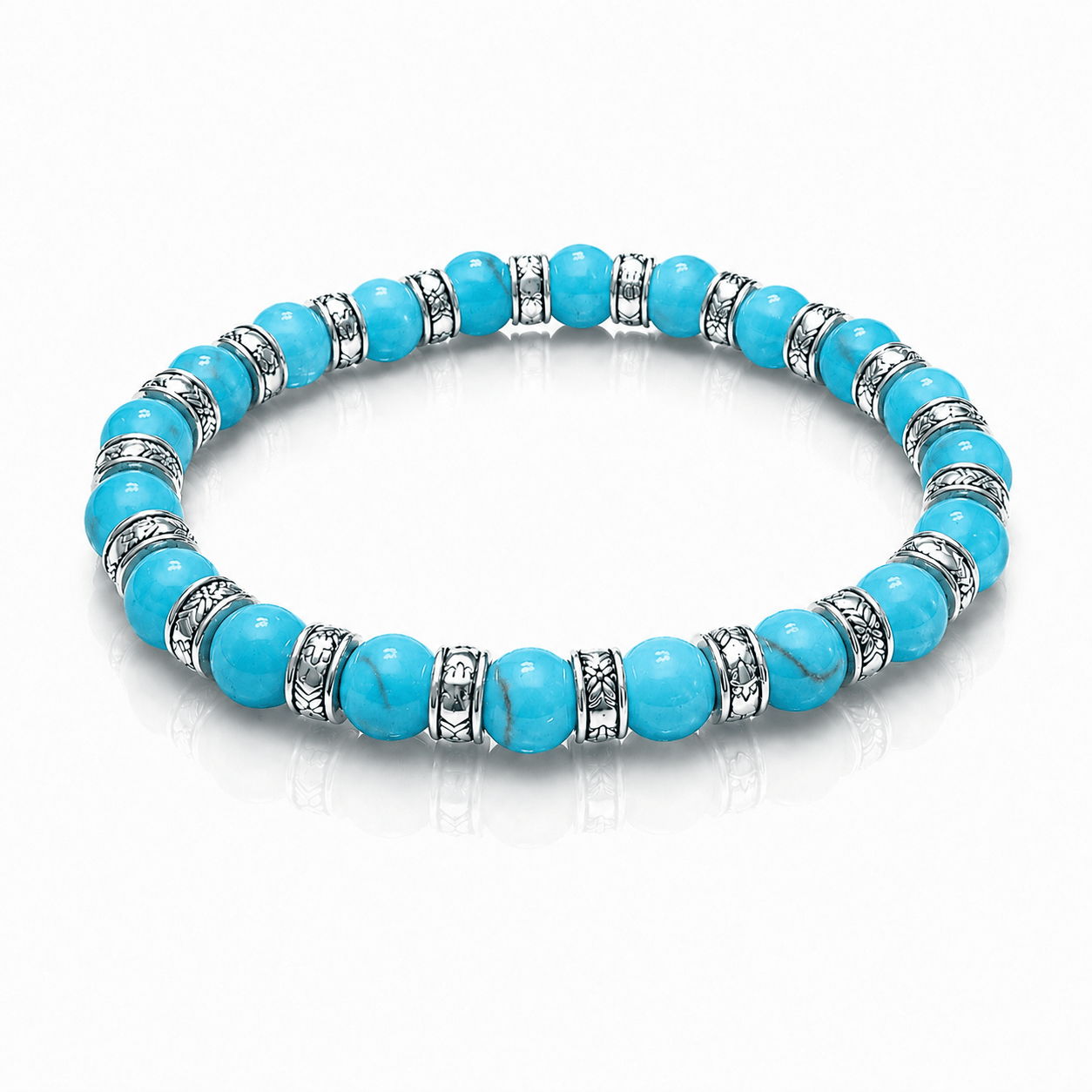 Bracciale in Turchese Celeste Sintetico Elastico New Design – Serenità e Protezione - Clorophilla Shop