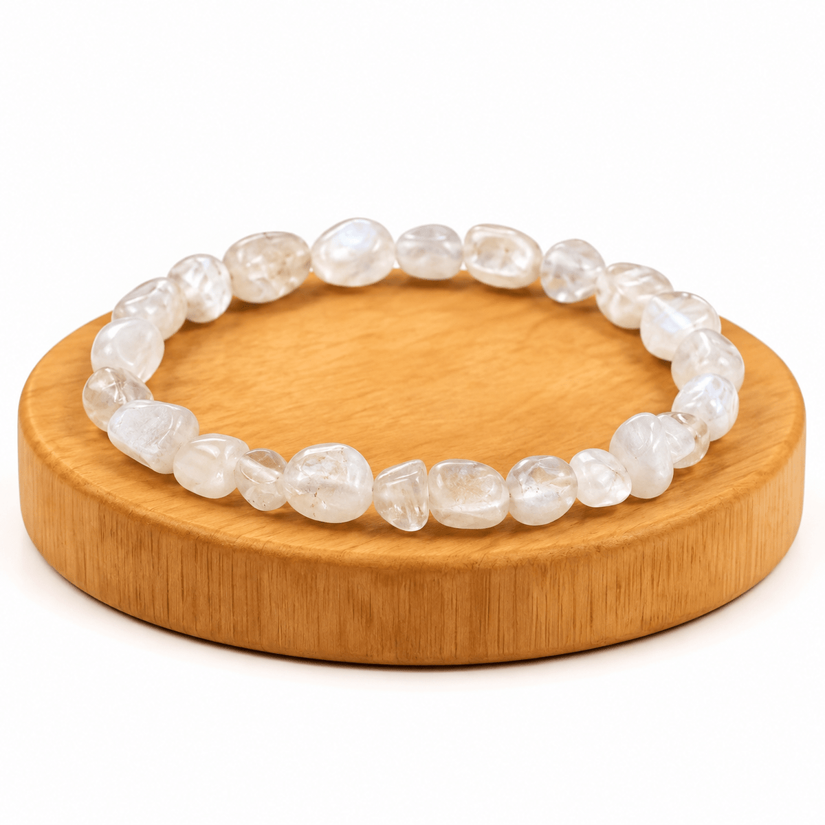 BRACCIALE PEPITE IN PIETRA DI LUNA BIANCA – Intuizione e armonia interiore - Clorophilla Shop