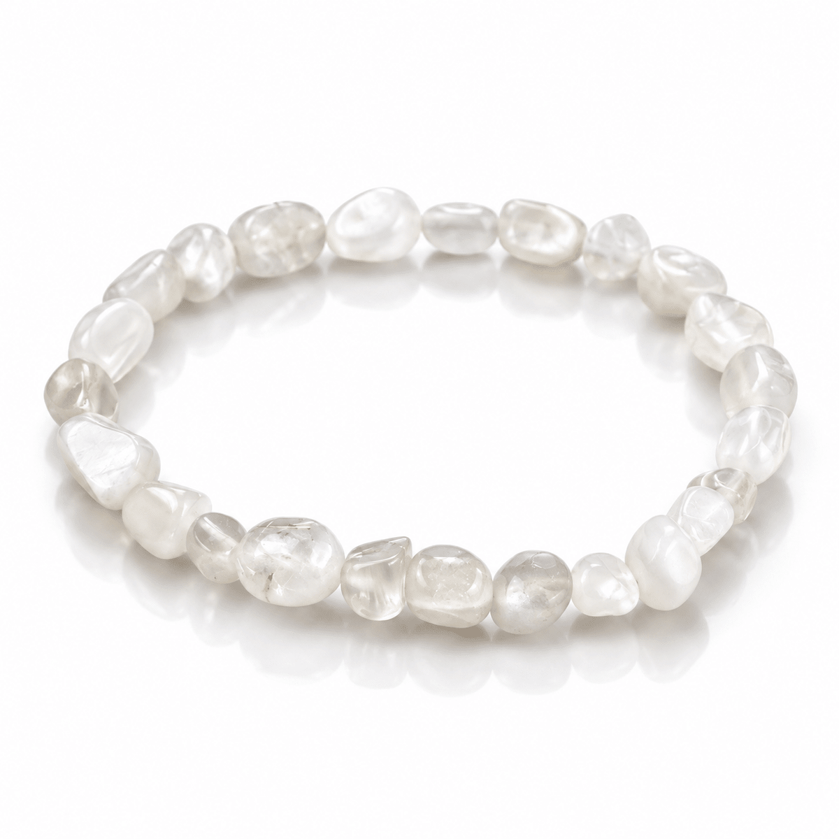 Bracciale Pepite in Pietra di Luna Bianca Naturale – Intuizione e Armonia Emotiva - Clorophilla Shop
