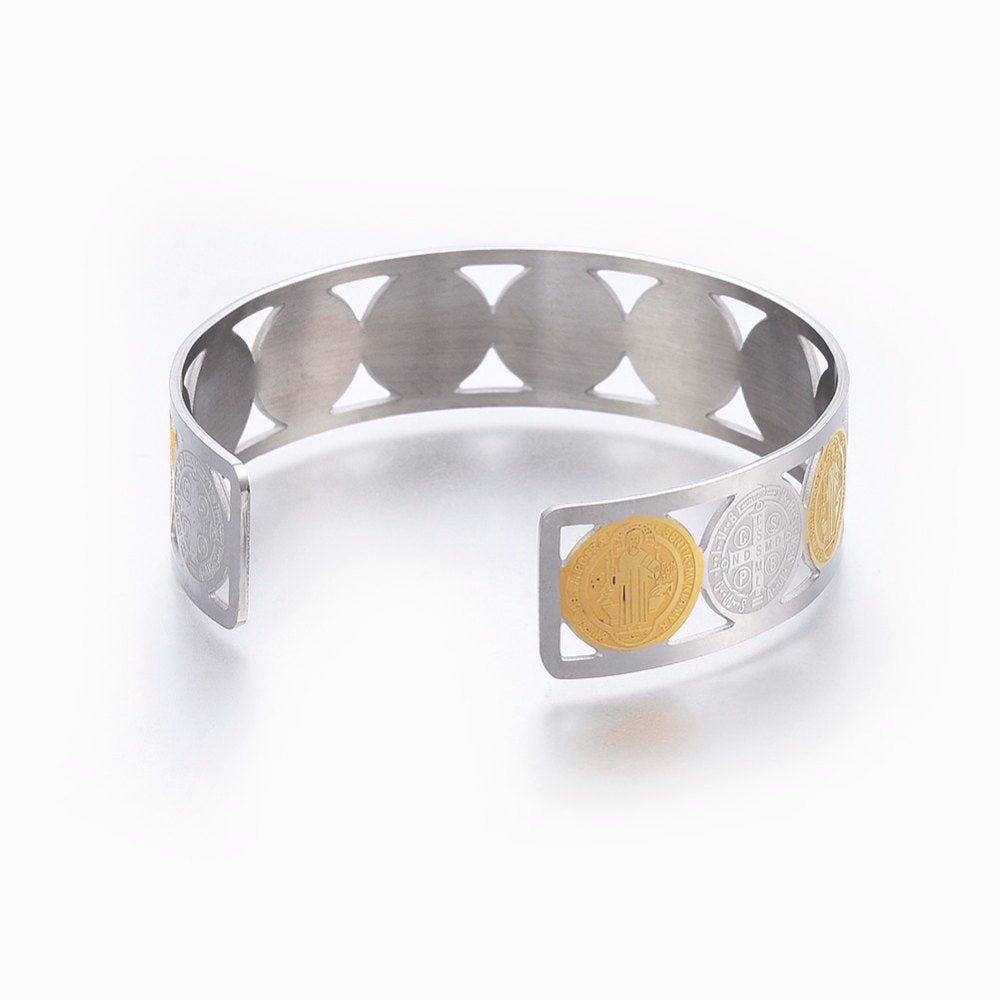 Bracciale regolabile amuleto di San benedetto in acciaio inossidabile - Clorophilla Shop