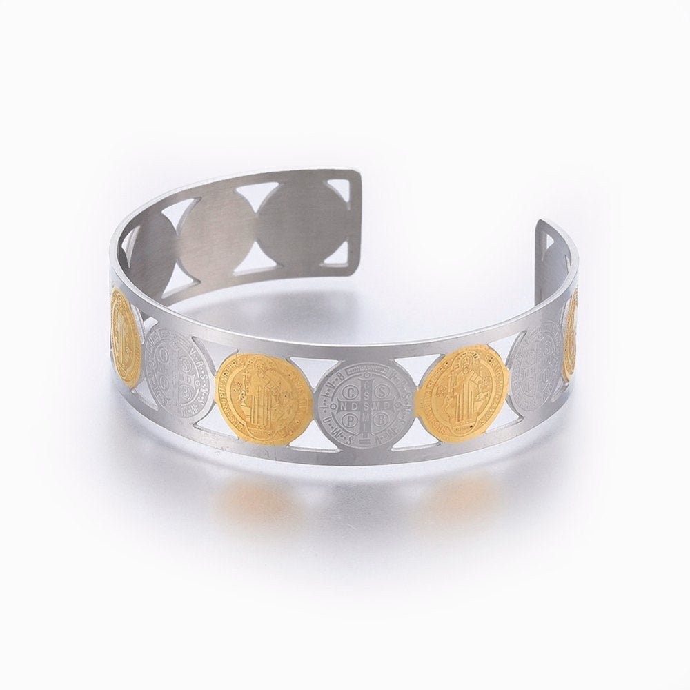 Bracciale regolabile amuleto di San benedetto in acciaio inossidabile - Clorophilla Shop