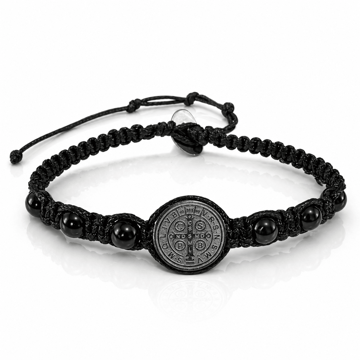Bracciale San Benedetto con Tormalina Nera Regolabile – Protezione e Difesa Energetica - Clorophilla Shop