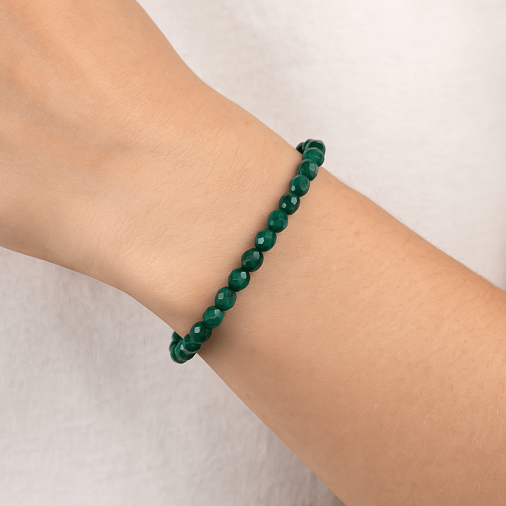 BRACCIALE SFACCETTATO IN MALACHITE - Trasformazione e crescita personale - Clorophilla Shop