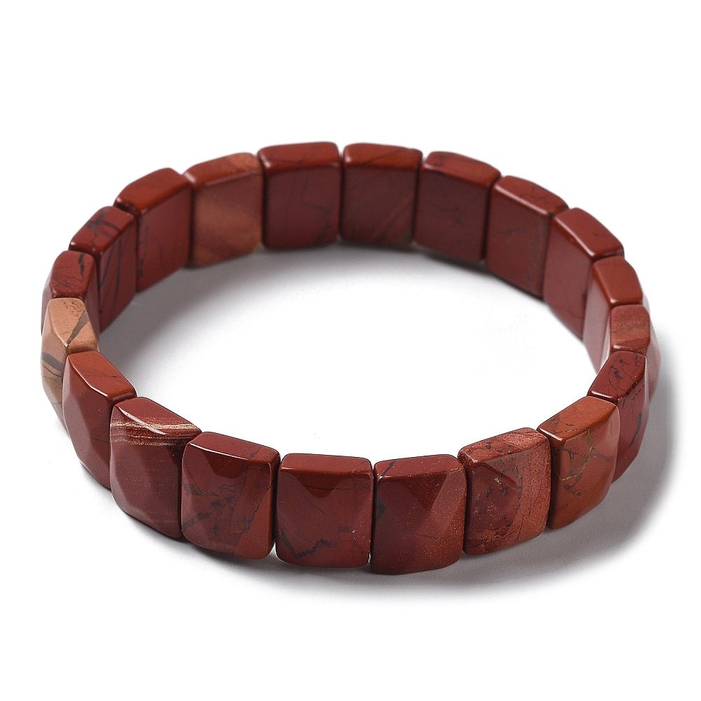 Bracciale sfaccettato in Pietra Diaspro rosso - Coraggio, determinazione e stabilità emotiva - Clorophilla Shop