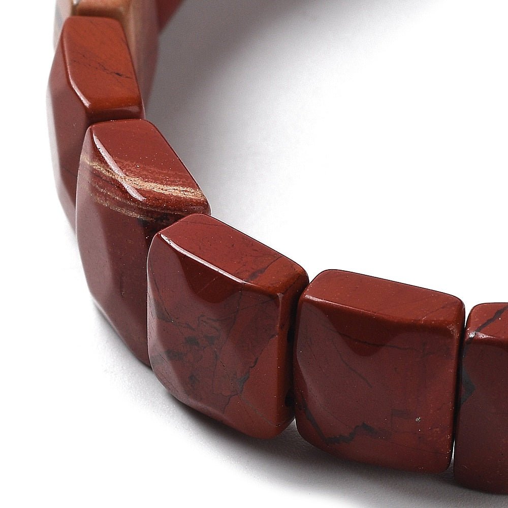 Bracciale sfaccettato in Pietra Diaspro rosso - Coraggio, determinazione e stabilità emotiva - Clorophilla Shop