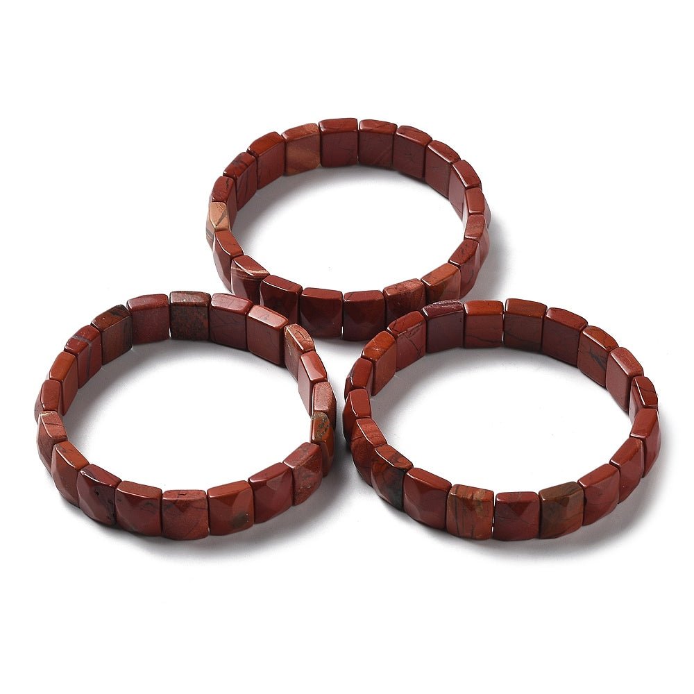 Bracciale sfaccettato in Pietra Diaspro rosso - Coraggio, determinazione e stabilità emotiva - Clorophilla Shop