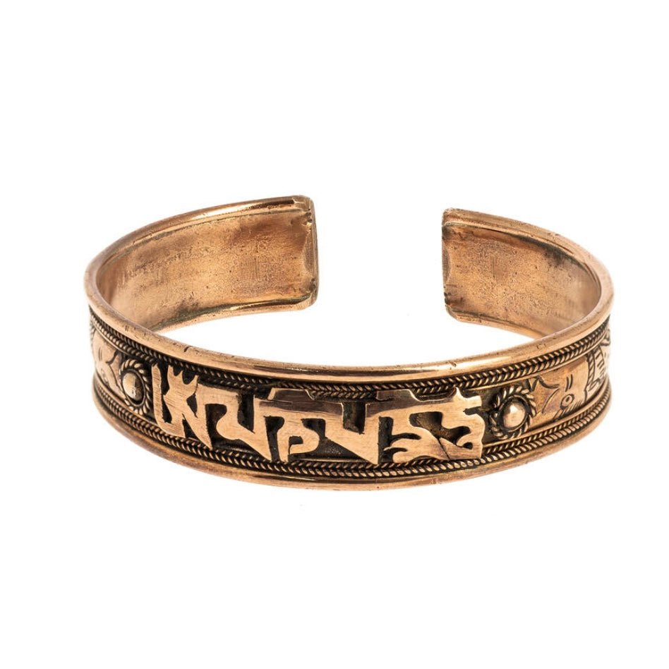 Bracciale tibetano in rame - Om mani Padme Hum - Clorophilla Shop