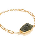 Bracciale in Moldavite Naturale in argento 925 regolabile - Confezione Regalo, garanzia e copia Certificato lotto