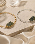 Bracciale in Moldavite Naturale in argento 925 regolabile - Confezione Regalo, garanzia e copia Certificato lotto