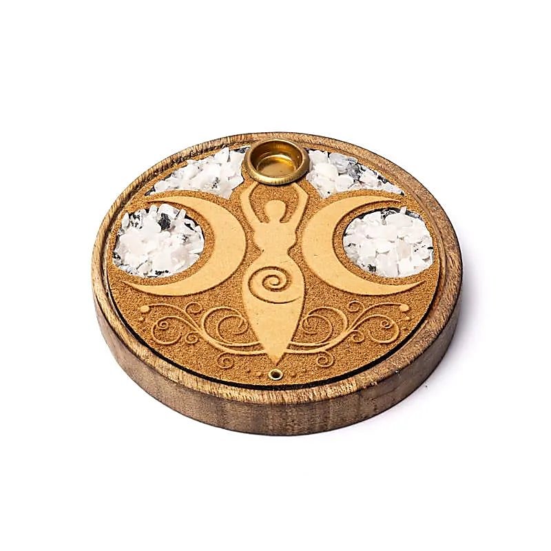 BRUCIAINCENSO DEA DELLA LUNA CON PIETRA DI LUNA - Incenso in bastoncini e coni - Clorophilla Shop