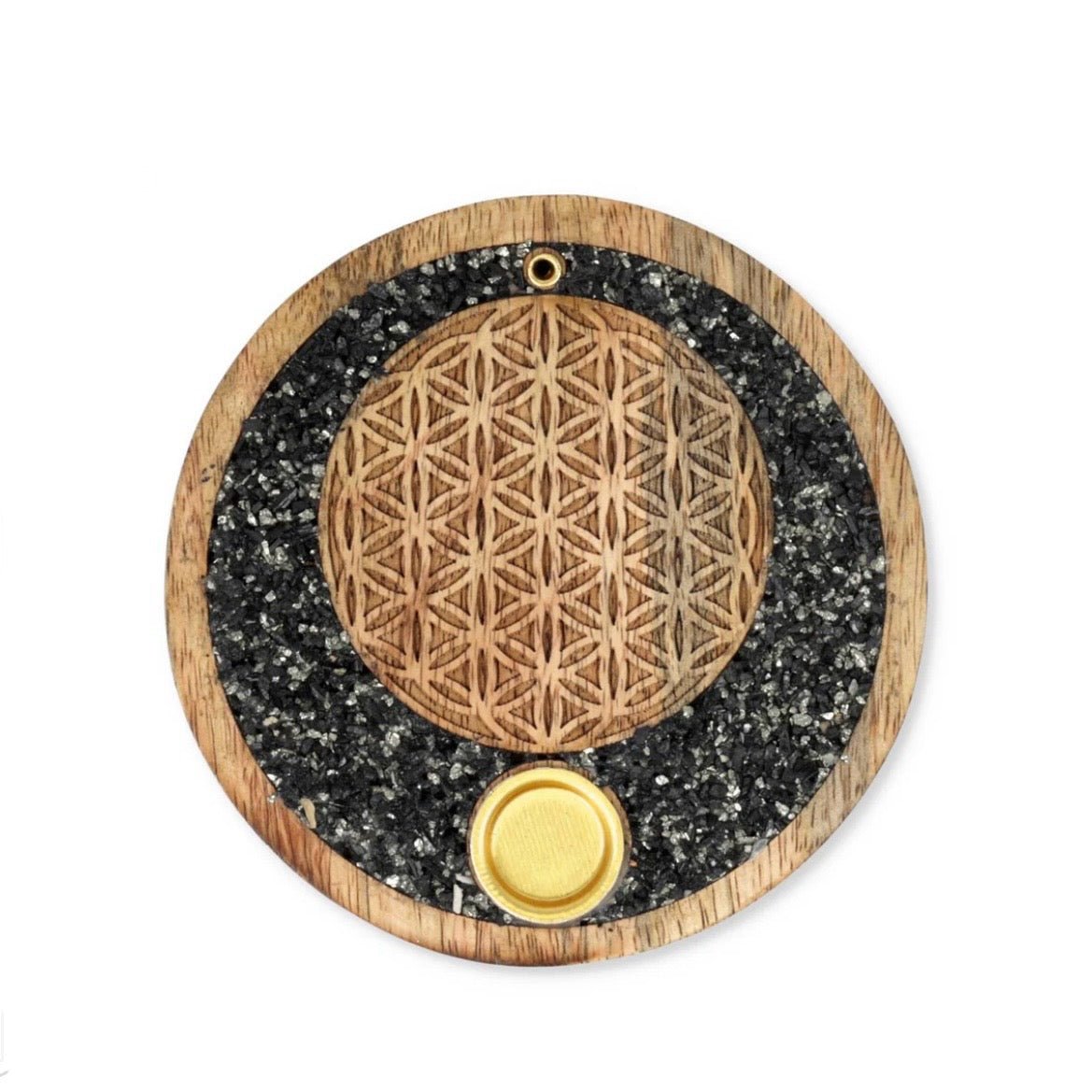 BRUCIAINCENSO FIORE DELLA VITA CON TORMALINA NERA E PIRITE - Incenso in bastoncini e coni - Clorophilla Shop