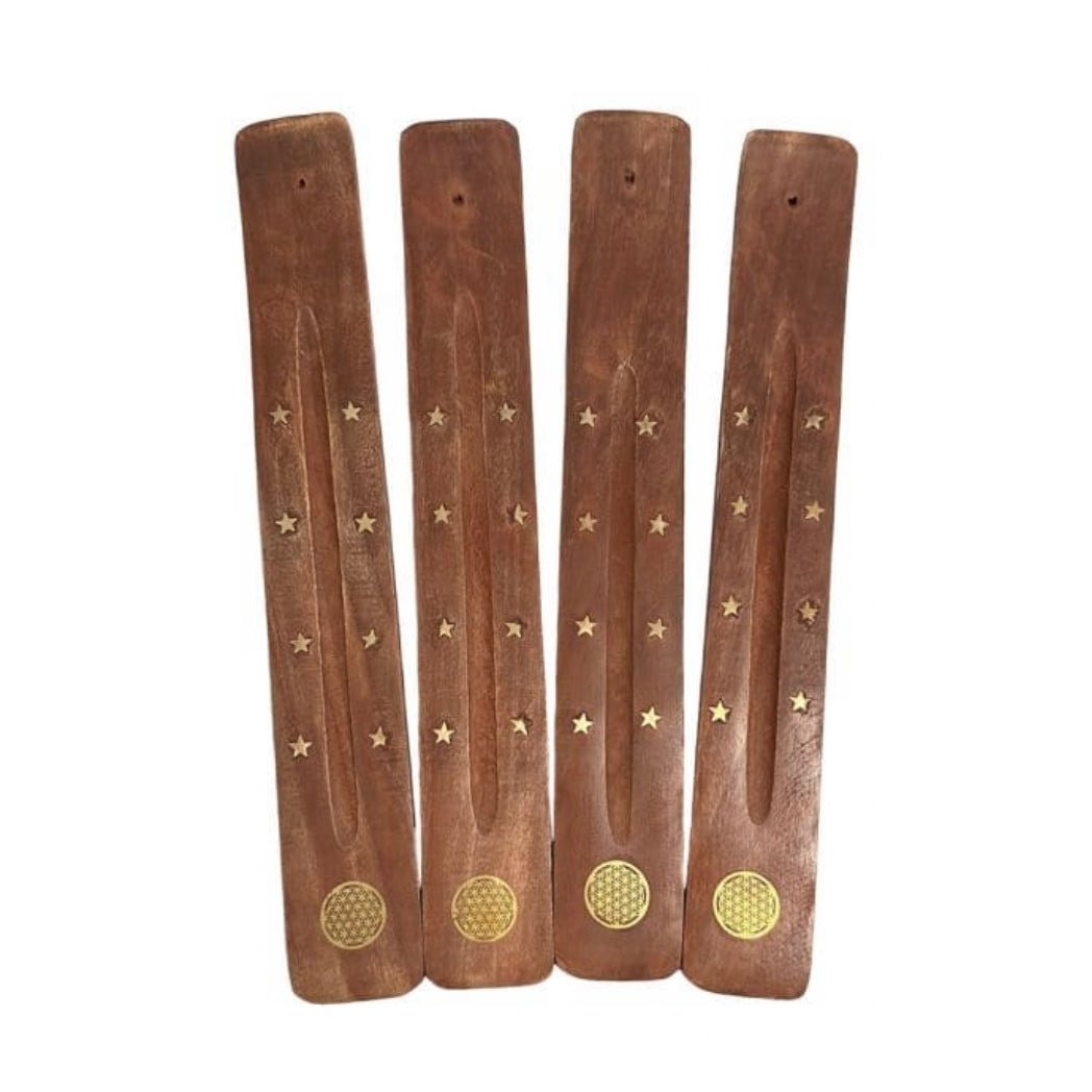 Bruciaincenso Fiore della vita in legno di mango per incenso in bastoncini - Portaincenso Stick 25cm - Clorophilla Shop