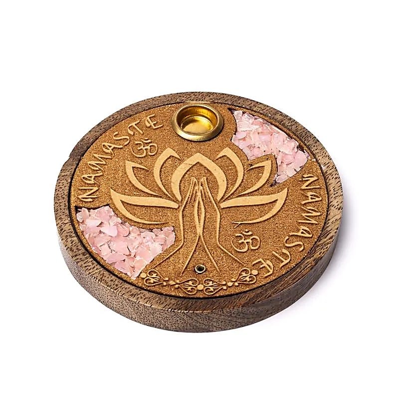 BRUCIAINCENSO NAMASTE CON QUARZO ROSA - Incenso in bastoncini e coni - Clorophilla Shop