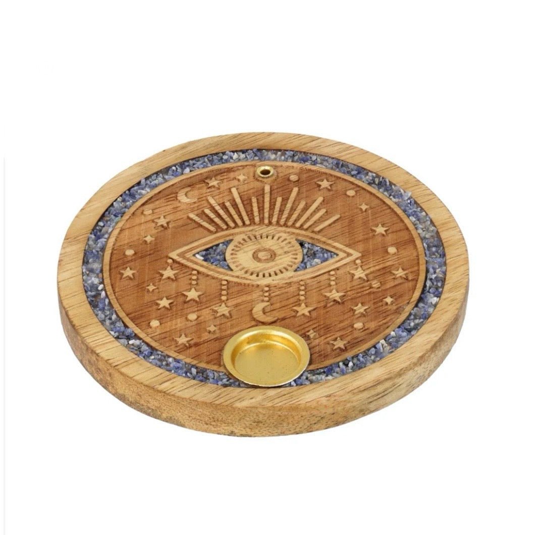 BRUCIAINCENSO OCCHIO CON SODALITE PROTEZIONE MALOCCHIO - Incenso in bastoncini e coni - Clorophilla Shop