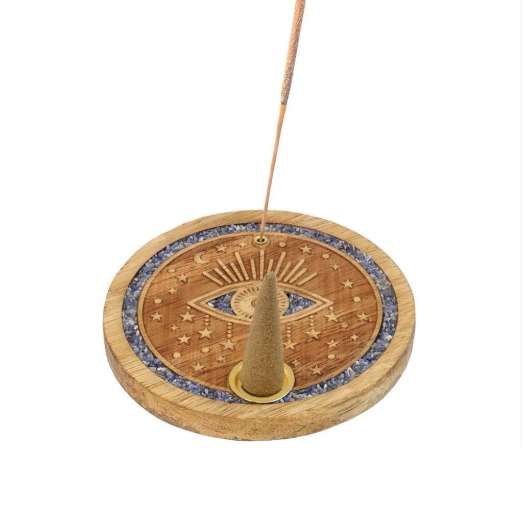 BRUCIAINCENSO OCCHIO CON SODALITE PROTEZIONE MALOCCHIO - Incenso in bastoncini e coni - Clorophilla Shop