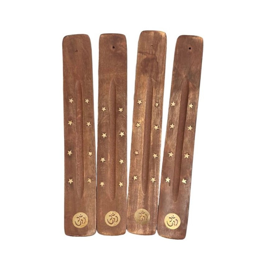 Bruciaincenso Om in legno di mango per incenso in bastoncini - Portaincenso Stick 25cm - Clorophilla Shop