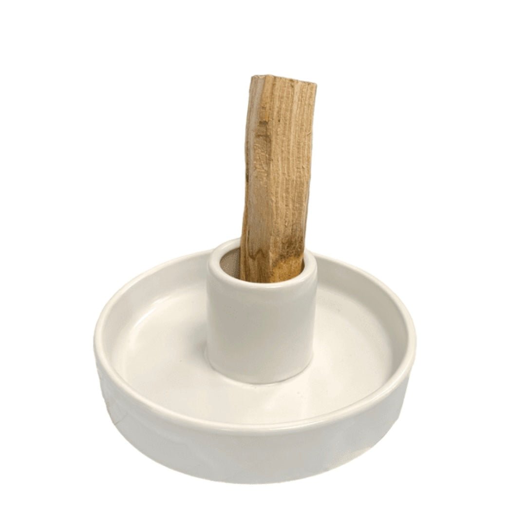 Bruciaincenso Palo Santo in ceramica - Colore bianco - Clorophilla Shop