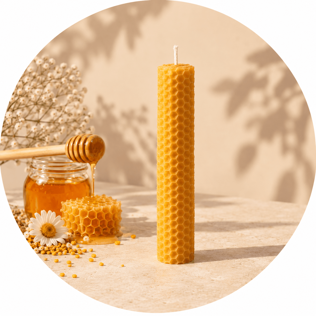 CANDELA IN CERA D'API NATURALE - Ideale per ambienti e rituali - Clorophilla Shop