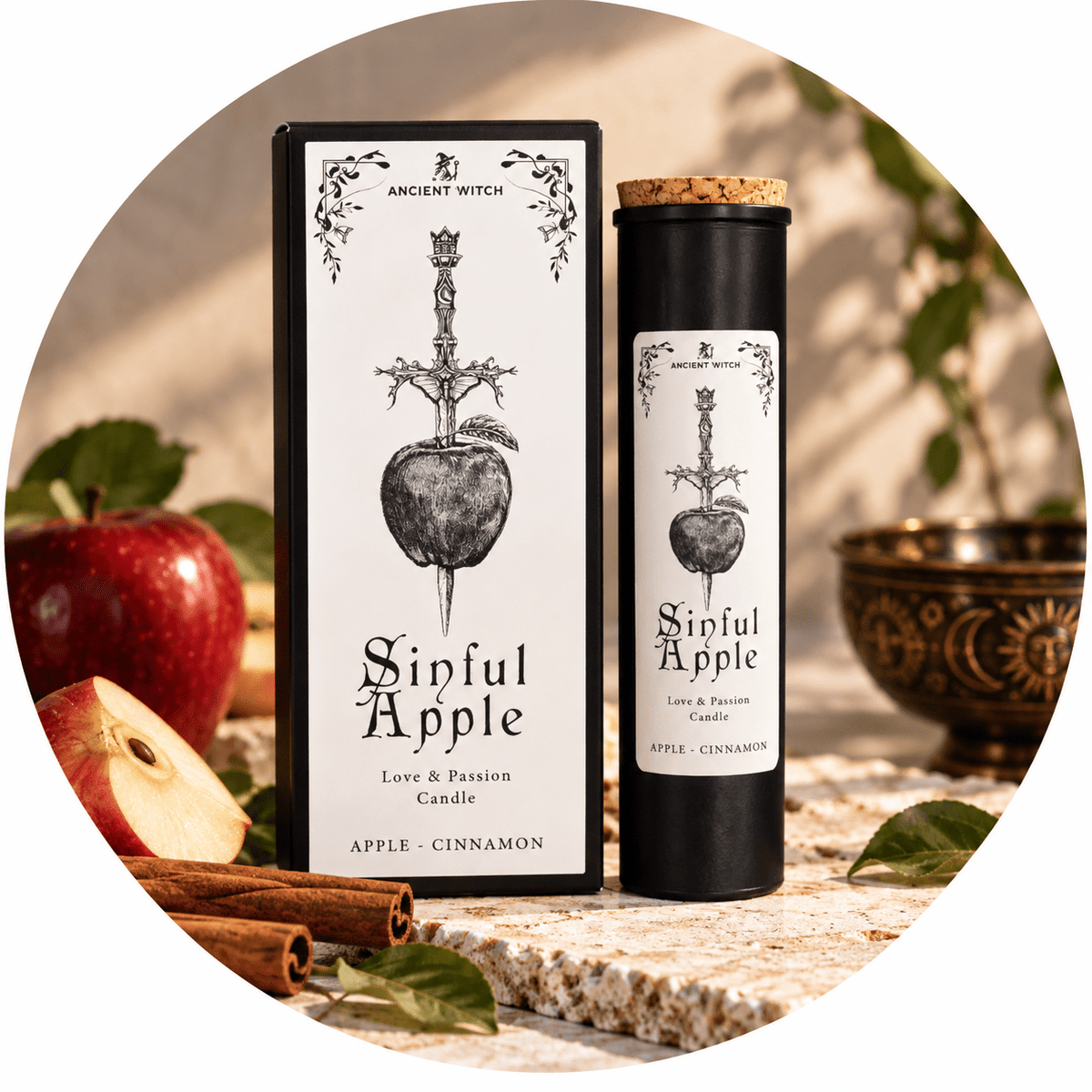 CANDELA PURIFICANTE DELLA STREGA ANTICA - Mela proibita - Clorophilla Shop