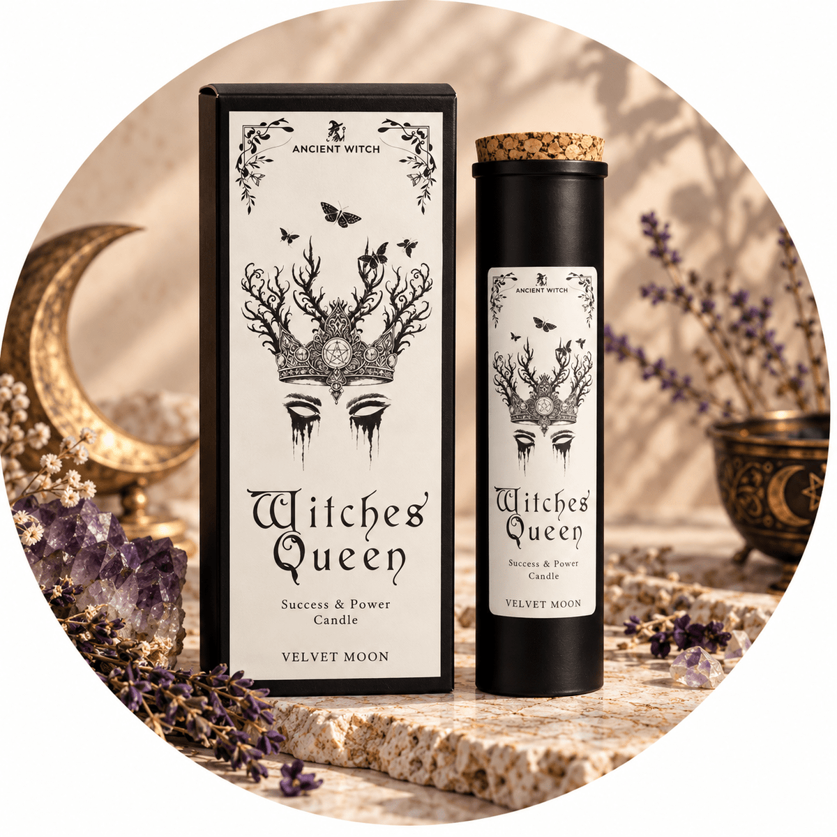 CANDELA PURIFICANTE DELLA STREGA ANTICA - Regina delle streghe - Clorophilla Shop
