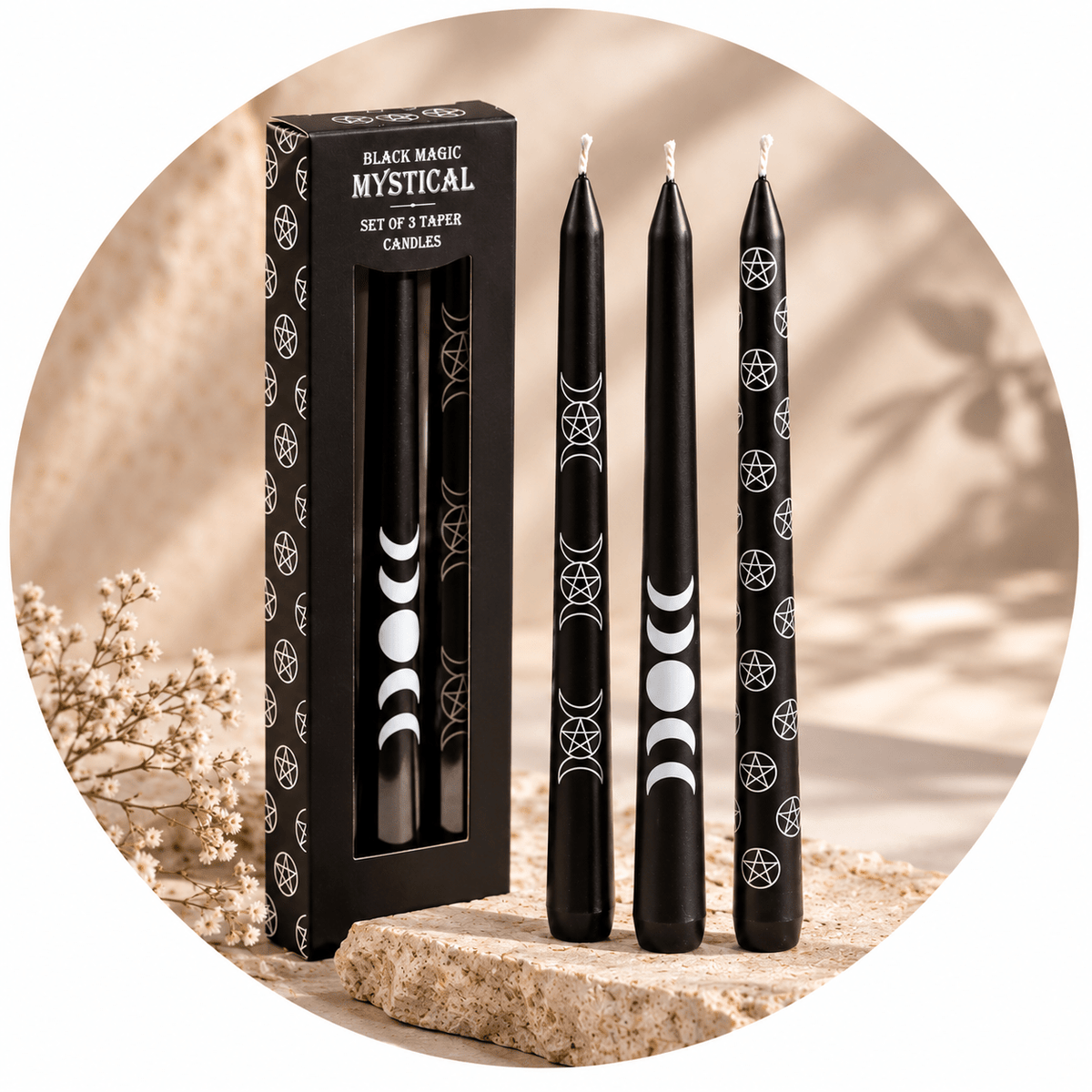 CANDELE BLACK MAGIC MYSTICAL - Set 3pz assortiti - Clorophilla Shop