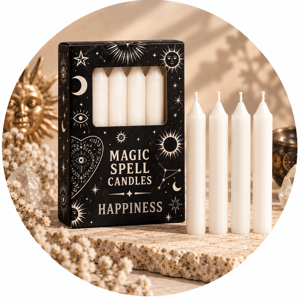 CANDELE MAGIC SPELL HAPPINESS - Felicità - Clorophilla Shop