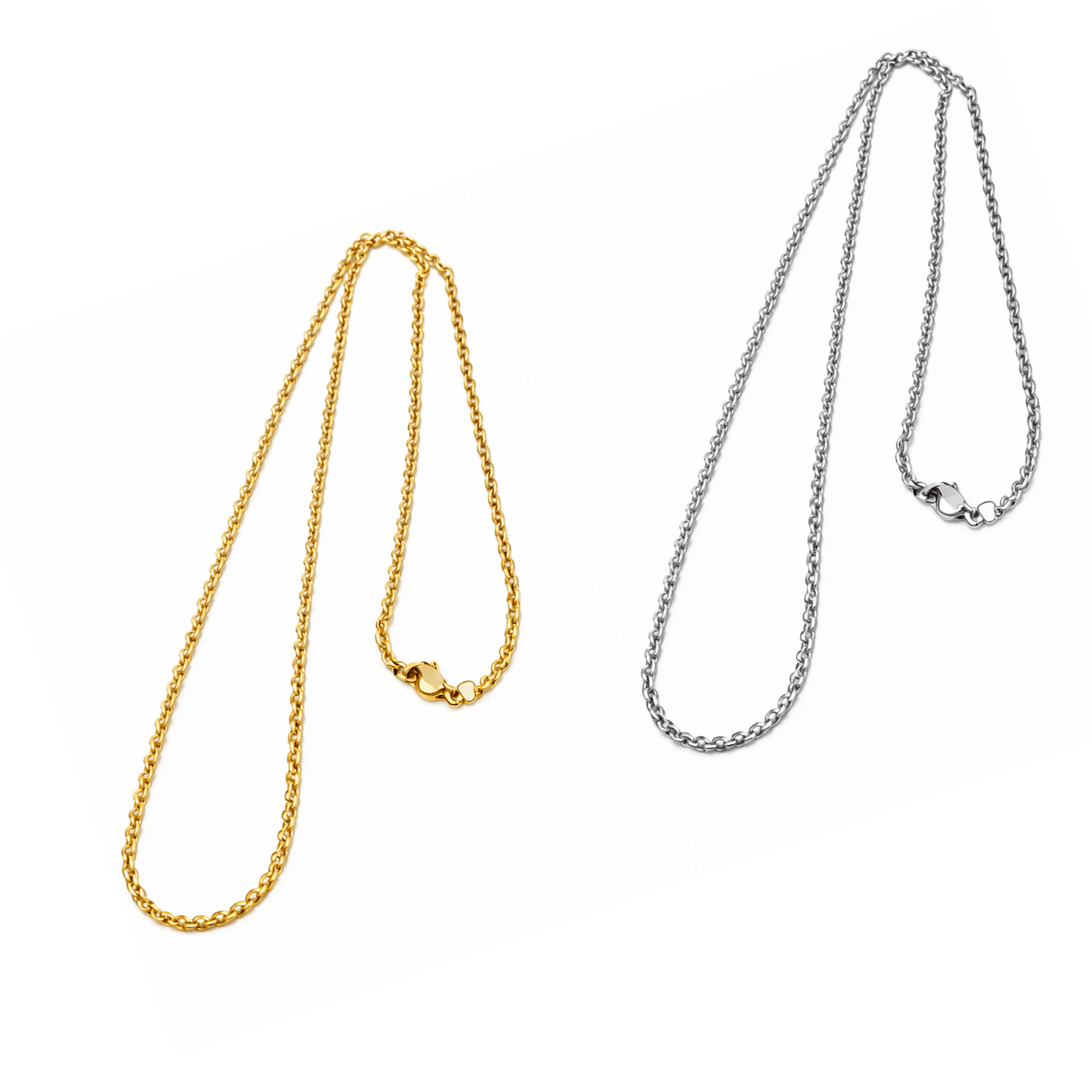 Catenella in acciaio inossidabile per collane con chiusura a moschettone - 55cm - Clorophilla Shop