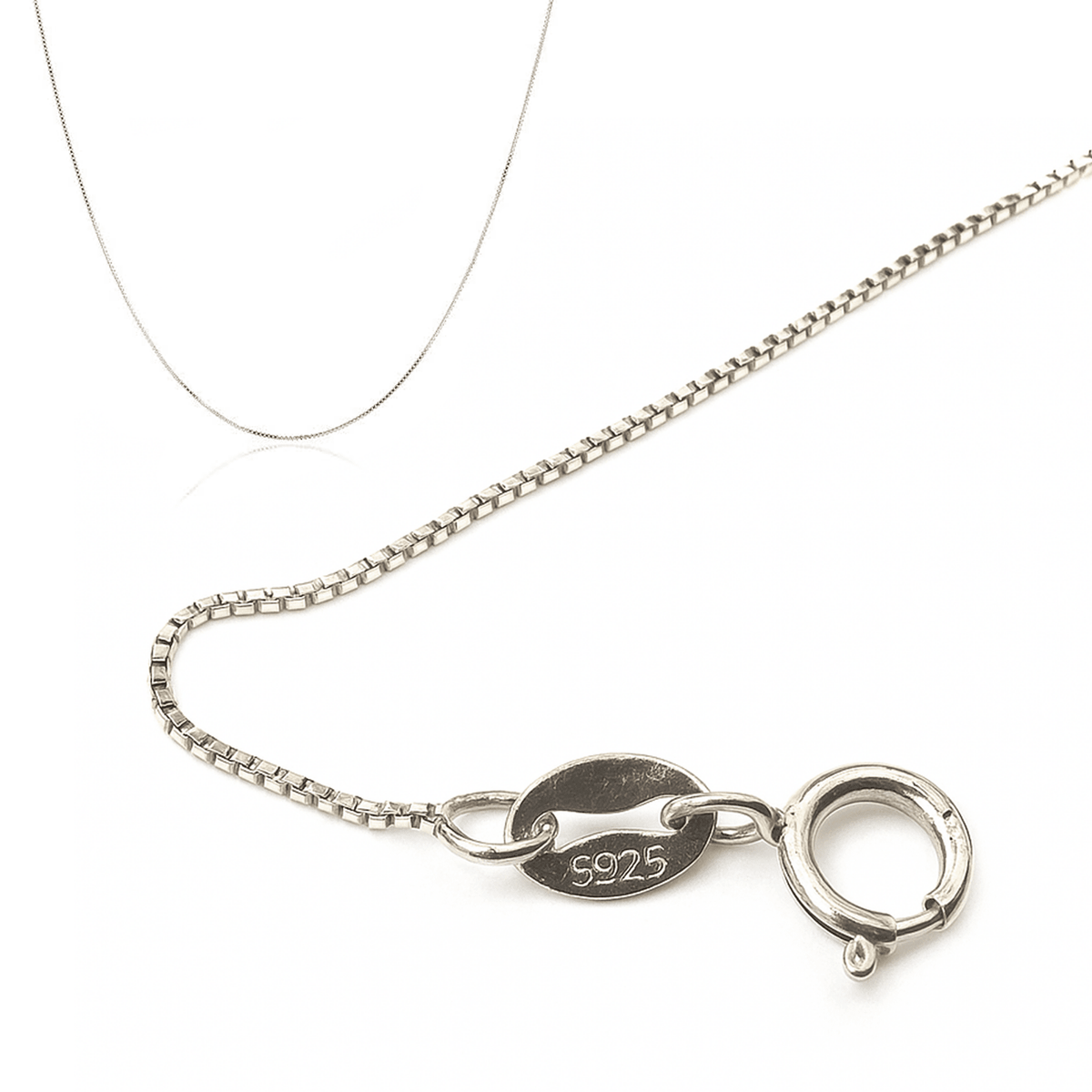 Catenella in argento 925 per collane con chiusura a moschettone - 46cm - Clorophilla Shop