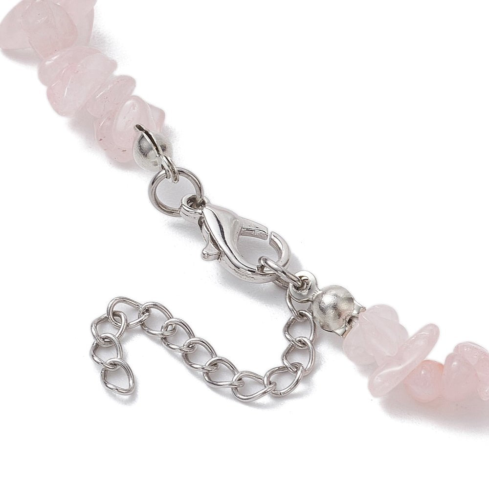Cavigliera in chips di Quarzo Rosa regolabile - Clorophilla Shop